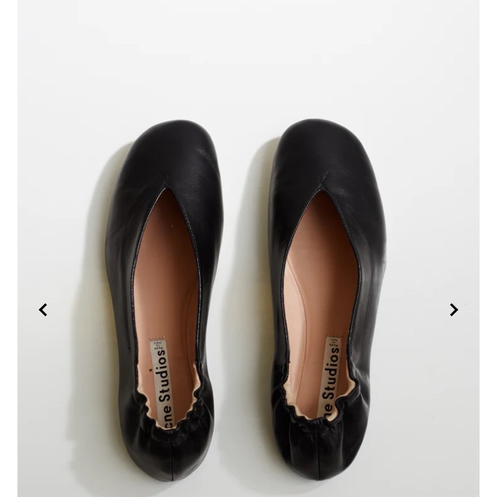 Acne Black Leather V-Cut Ballet Flats